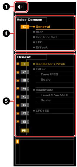 YAMAHA MOTIF XF7 EDITOR - Section Parameter Category (lorsque Voice/Song/Pattern est regle sur « Song » ou « Pattern ») - 4