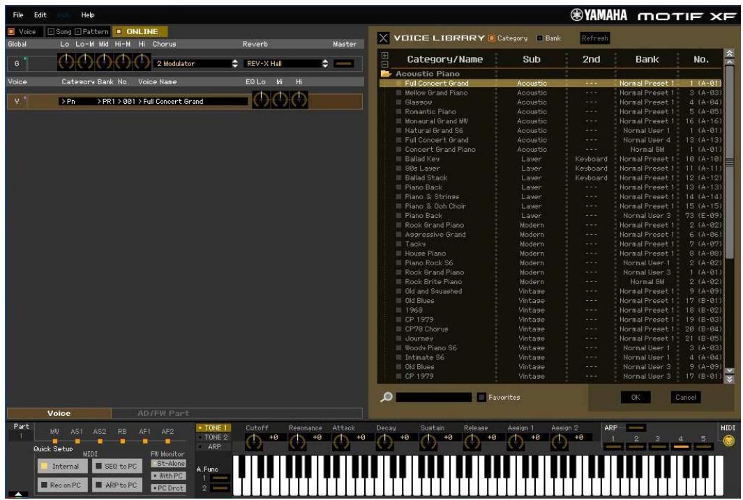YAMAHA MOTIF XF7 EDITOR - Éditez la voix en mode Voice. - 1