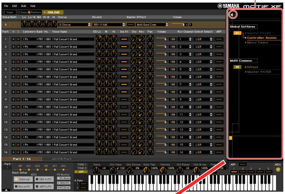 YAMAHA MOTIF XF7 EDITOR - Section Parameter Category (lorsque Voice/Song/Pattern est regle sur « Song » ou « Pattern ») - 1