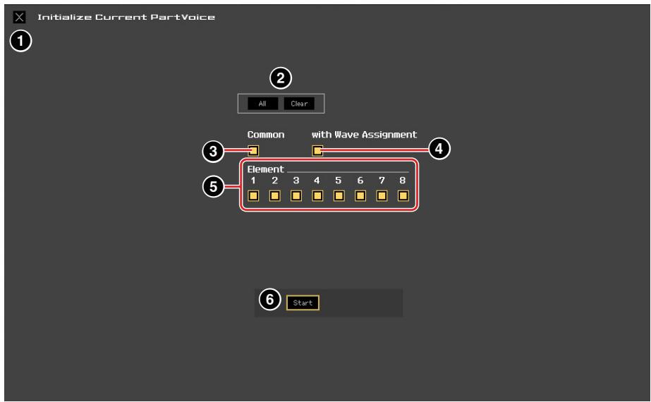 YAMAHA MOTIF XF7 EDITOR - Initialize Current Voice (Initialiser la voix actuelle) (en mode Voice)/Initialize Current Part Voice (Initialiser la voix de la partie actuelle) (en mode Song ou Pattern) - 1