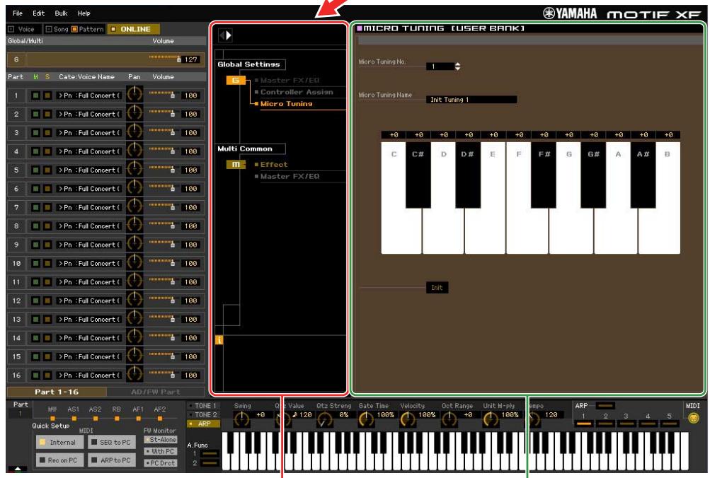 YAMAHA MOTIF XF7 EDITOR - Section Parameter Category (lorsque Voice/Song/Pattern est regle sur « Song » ou « Pattern ») - 2