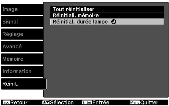 EPSON EH-TW5910 - Choisissez réinit. - réinitial. durée lampe. - 1