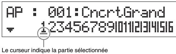 YAMAHA MX49 - Utilisez les touches de catégorie ou les touches de curseur [< ]/ [>] pour selectionner la partie désirée parmi les parties 1 à 16. - 1