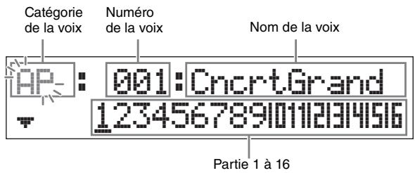 YAMAHA MX49 - Appuyez plusieurs fois sur la touche de curseur [∧] pour acceder à la première page. - 1
