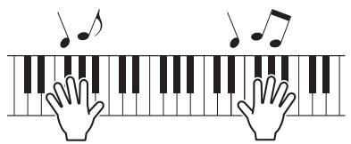 YAMAHA MX49 - Lorsque vous avez terminé vos réglages de parties, Sélectionnez différentes voies (parties) à l'aide des touches de catégorie ou des touches de curseur [< ]/ [>] tout en jouant au clavier. - 1