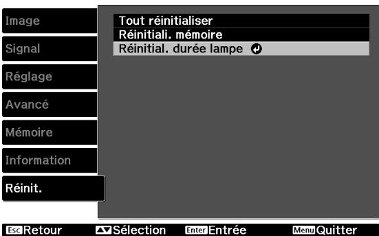 EPSON EH-TW6100 - Choisissez Réinitialisation - Réinitialiser durée lampe. - 1