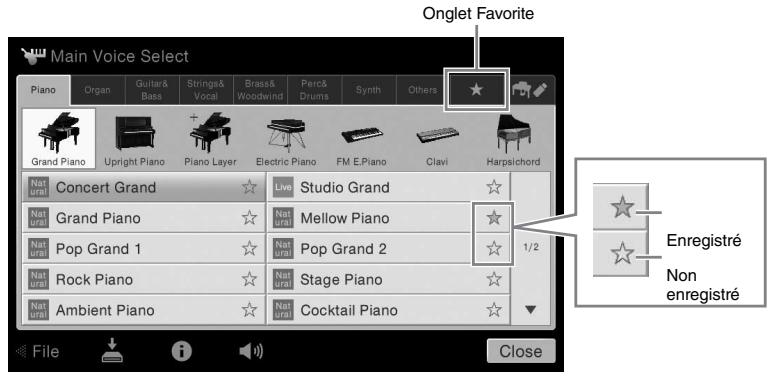 YAMAHA CVP-609/605 - Enregistrement de fichiers dans l'onglet Favoris - 1