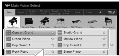 YAMAHA CVP-609/605 - Sélection d'un élément dans une liste - 1
