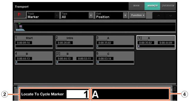 YAMAHA NCS500-CT - Lorsque la page MARKER est appelée sur I' [écran multifonctions] - 1