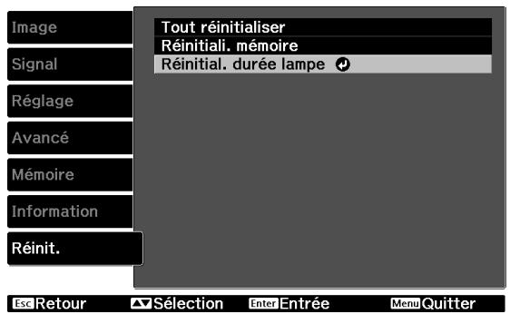 EPSON EH-TW6100W - Choisissez Réinitialisation - Réinitialisation durée lampe. - 1
