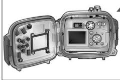 NIKON CAISSON ETANCHE WP-CP1-JUSQU-A 40 M DE PROFONDEUR - Stage 2 introduire l'appareil photo dans le caisson - 5