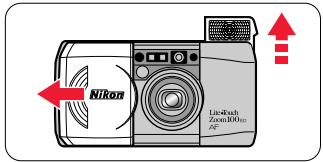 NIKON LITE TOUCH ZOOM 100ED-QD - Open the slide cover. - 1