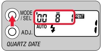 NIKON LITE TOUCH ZOOM 100ED-QD - Select the date/time indicator by pressing the MODE/SEL button. - 1