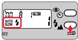 NIKON LITE TOUCH ZOOM 100ED-QD - Drücken Sie die Taste 4山 , bis “AUTO SLOW” im LC-Display erscheint. - 2