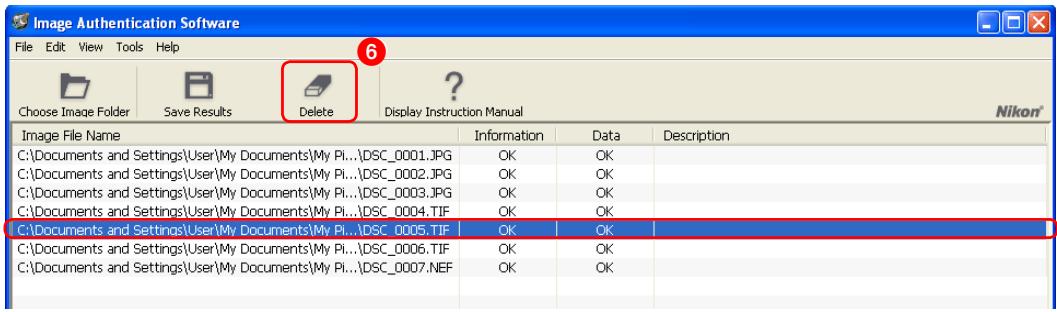 NIKON LOGICIEL D-AUTHENTIFICATION D-IMAGE - Suppression des résultats inutiles de la liste - 2