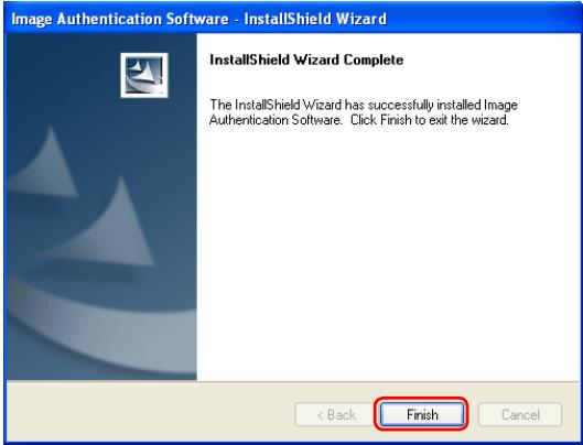 NIKON LOGICIEL D-AUTHENTIFICATION D-IMAGE - Cliquez sur Finish (Terminer). - 1