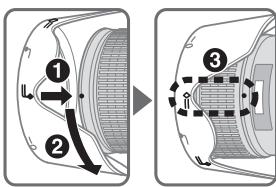 NIKON AF-S NIKKOR 28-300MM F-3.5-5.6G ED VR - Fixation du parasoleil (en utilisation) - 1