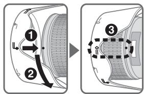 NIKON AF-S NIKKOR 28-300MM F-3.5-5.6G ED VR - Nasadenie slnečnej clony (pri skladovani) - 1