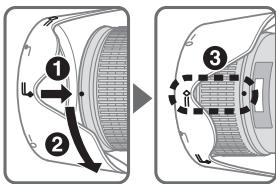 NIKON AF-S NIKKOR 28-300MM F-3.5-5.6G ED VR - Att fasta motljusskyddet (vid användning) - 1