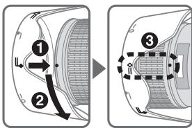 NIKON AF-S NIKKOR 28-300MM F-3.5-5.6G ED VR - Attaching the hood (when in use) - 1