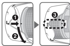 NIKON AF-S NIKKOR 28-300MM F-3.5-5.6G ED VR - Anbringen der Gegenlichtblende (sofern in Gebrauch) - 1