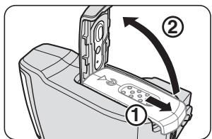 NIKON SPEEDLIGHT SB-400 - Installing the batteriesL - 1