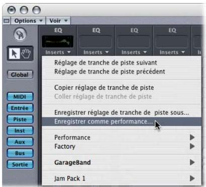 APPLE LOGIC EXPRESS 7.2 - Pour creer un réglage de performance : - 1