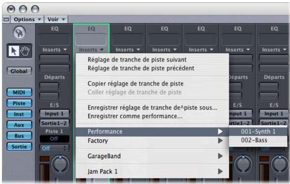 APPLE LOGIC EXPRESS 7.2 - Pour creer un réglage de performance : - 3