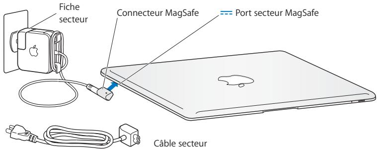 APPLE MACBOOK AIR - Étape 1: Branchez l'adaptateur secteur MagSafe de 45W pour alimenter le MacBook Air et charger sa batterie. - 1