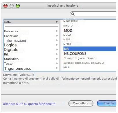 APPLE NUMBERS - Per aggiungere una funzionalità utilizzando il Browser funzionalità: - 1