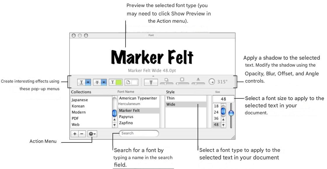 APPLE NUMBERS - To open the Font panel: - 1