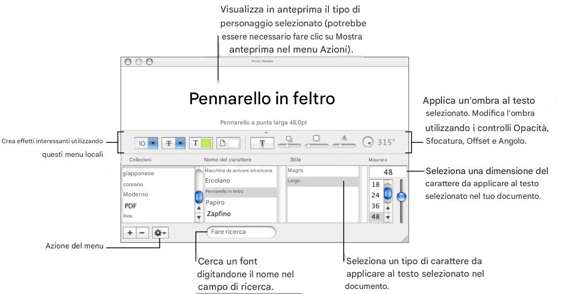 APPLE NUMBERS - Per aprire il pannello Carattere: - 1