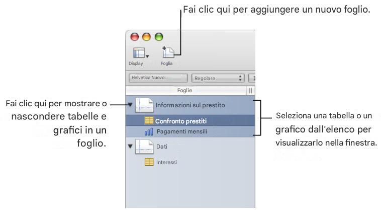 APPLE NUMBERS - Il riquadro Fogli - 1