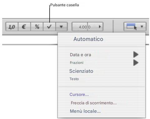 APPLE NUMBERS - Utilizzo di una casella di controllo e altri formati di controllo - 1