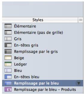 APPLE NUMBERS - Sous-fenêtre styles - 1