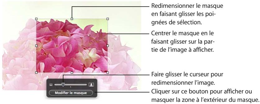 APPLE NUMBERS - Pour rogner une image à l'aide du masque par défaut (de forme rectangulaire) : - 1