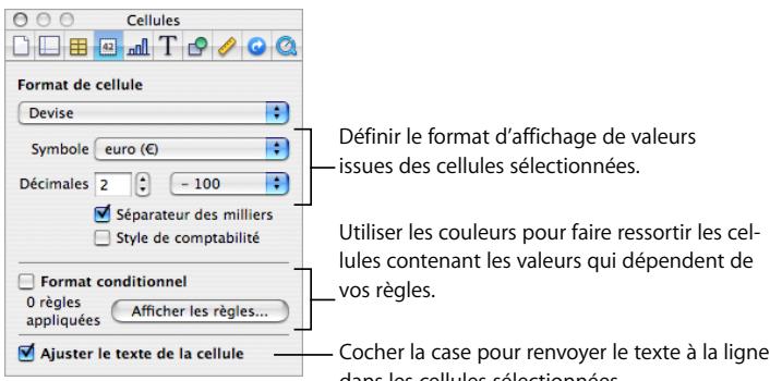 APPLE NUMBERS - Il existe plusieurs manières de gérer les caractéristiques d'un tableau : - 3