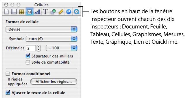 APPLE NUMBERS - La fenêtre inspecteur - 1