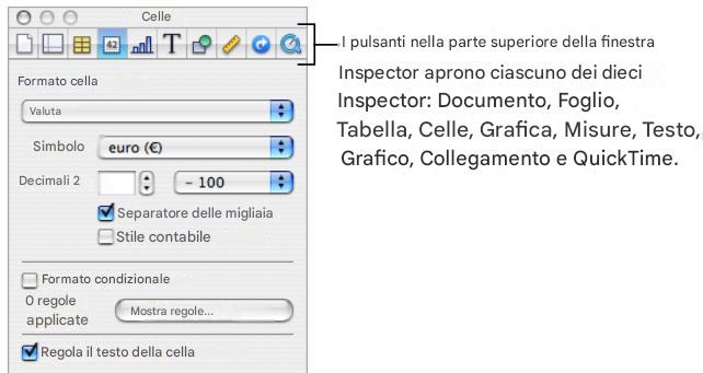 APPLE NUMBERS - La finestra di ispezione - 1