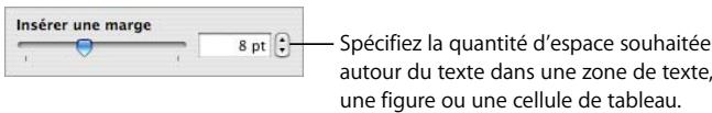 APPLE NUMBERS - Pour régler l'espacement entre le texte et la cordeure interieure de son objet : - 1