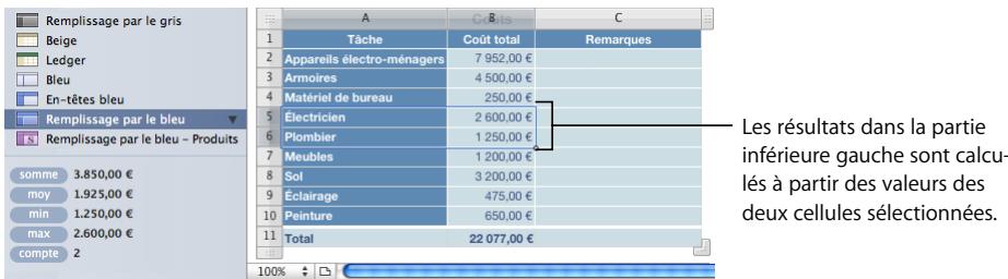APPLE NUMBERS - Pour réaliser des calculs instantanés : - 1