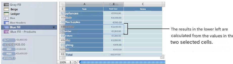 APPLE NUMBERS - To perform instant calculations: - 1
