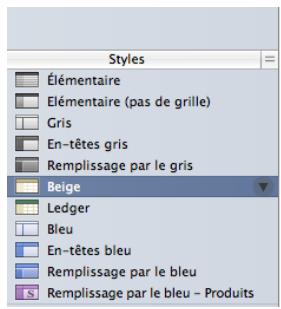 APPLE NUMBERS - Sous-fenêtre styles - 3