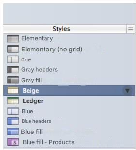 APPLE NUMBERS - Styles Subwindow - 3