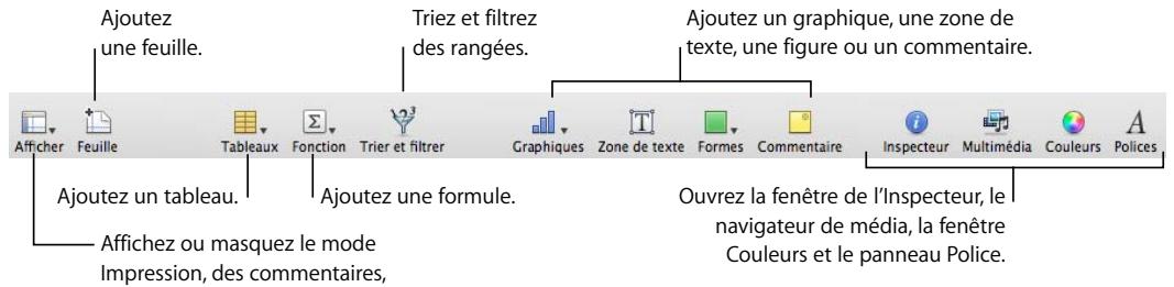 APPLE NUMBERS - La barre d'outils - 1