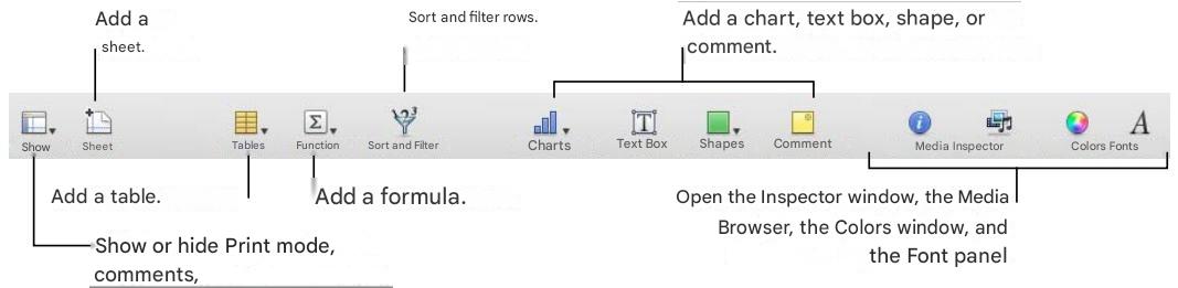 APPLE NUMBERS - The toolbar - 1