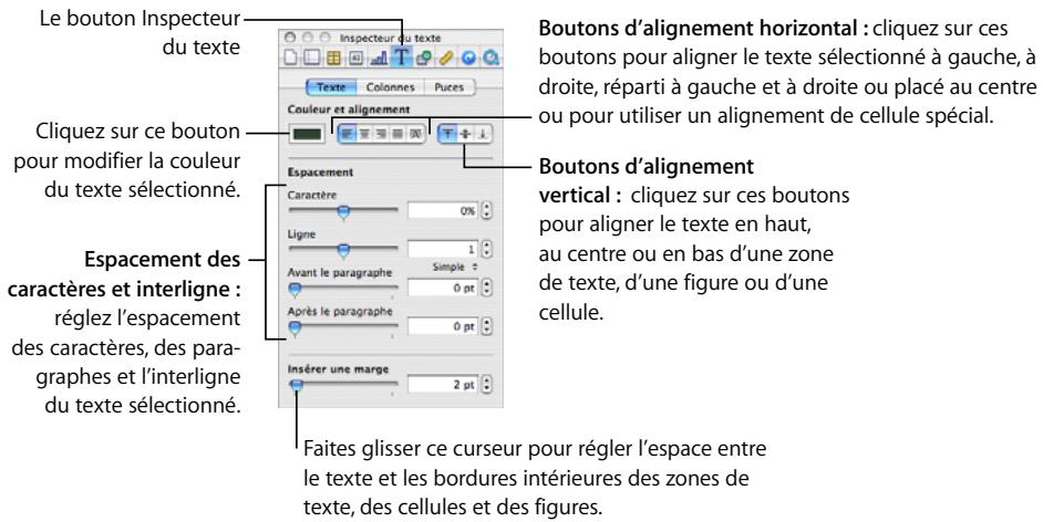APPLE NUMBERS - Définition de l'alignement, de l'espacement et de la couleur du texte - 3