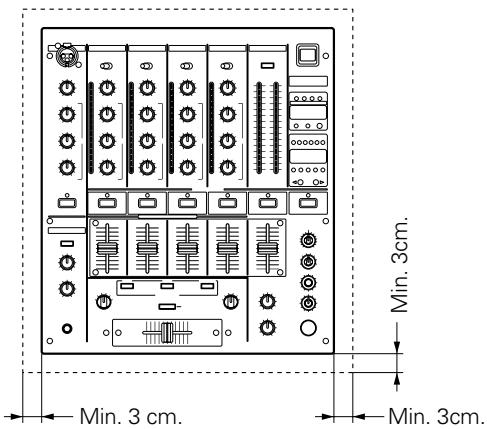 PIONEER DJM-600 - Installez l'appareil dans un endroit bien aéré, où il ne sera pas exposé à de haute températures ou à l'humidité. - 1