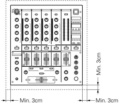 PIONEER DJM-600 - Stellen Sie das Gerät an einem gut belufteten Ort auf, an dem es keinen hohen Temperatren und keiner hohen Feuchtigkeit ausgesetzt ist. - 1
