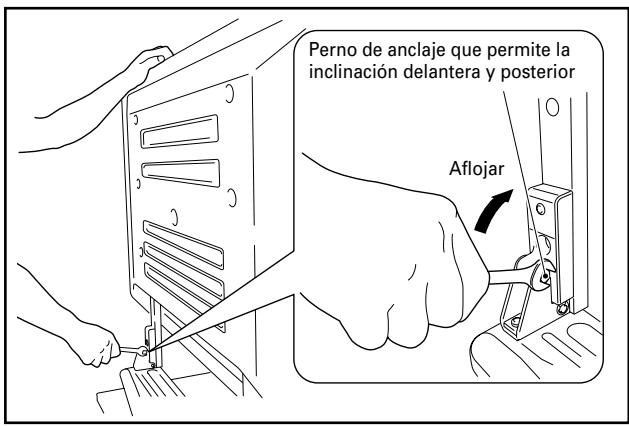 PIONEER PDK-TS05 - Utilice la llave de maquinista suministrada para aflojar los pernos de anclaje que permiten la inclinacion delantera y posterior de la pantalla. - 1